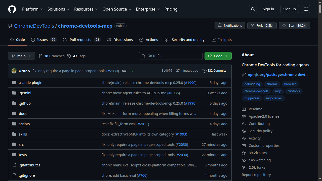 Chrome DevTools MCP GitHub